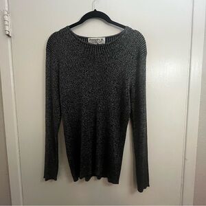 Joseph A Charcoal and Metallic Knit Top